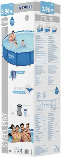 Bestway Steel Pro Rundes Schwimmbecken PVC 8680lt mit Metallic-Rahmen 396x84cm Blau