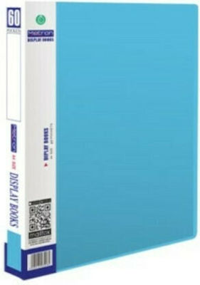 Metron Clipboard Flexible with 60 plastic sleeves Slides for Paper A4 Blue 1pcs