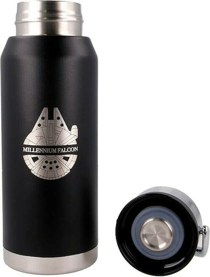 Stor Star Wars Millennium Falcon Kids Water Bottle Star Wars Aluminium with Screw Cap Non Spill Black 505ml