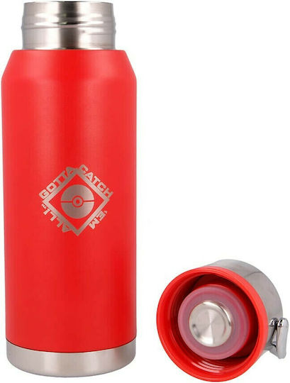 Stor Pokemon Kinderflasche Gefroren Aluminium mit Schraubverschluss Auslaufsicher Rot 505ml