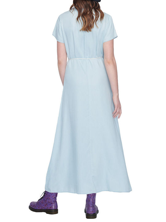 FEMI STORIES ELSA MAXI KLEID HELLBLAU DENIM