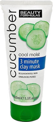 Beauty Formulas Cucumber 3 Minute Mască de Față pentru Curățare cu Argilă 100ml