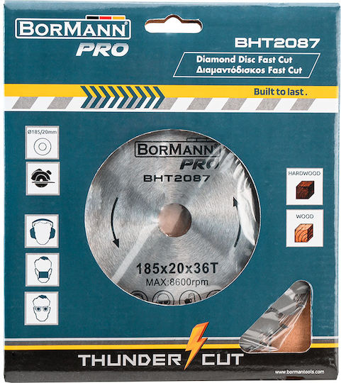 Bormann Pro 044116 Disc de tăiere Lemn 185mm cu 36 dinți 1buc