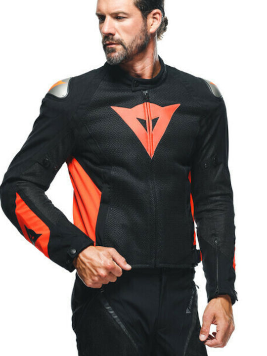 Dainese Energyca Air Tex Ανδρικό Μπουφάν Μηχανής 4 Εποχών Black/Fluo Red