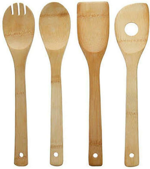 Atmosphera Bamboo Cooking Utensil Set Brown 4pcs 07.