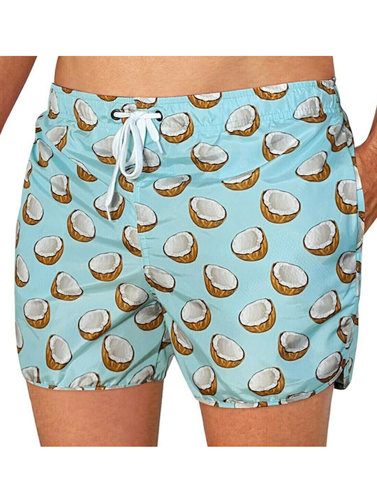 Coconut Men's Swimwear Shorts Light Blue with Patterns