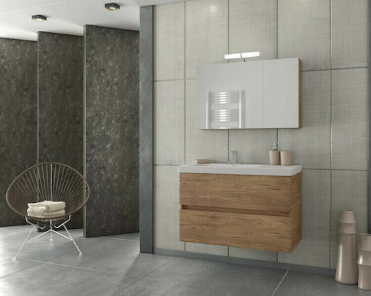 Drop Luxus 85 Πάγκος με Νιπτήρα & Καθρέπτη Μ80xΒ40xΥ50cm PL Wood