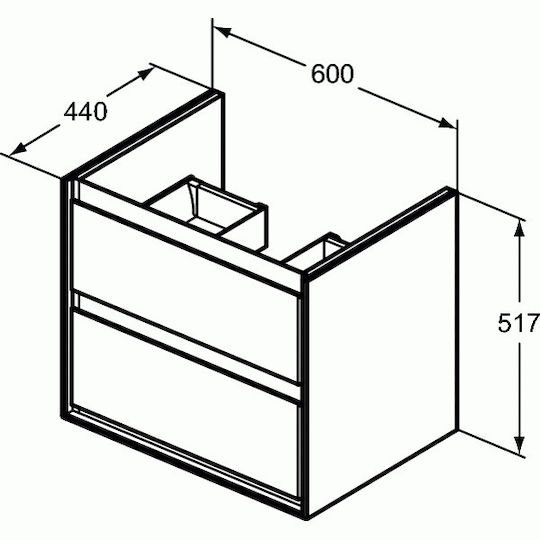 Ideal Standard Connect Air 60 Blat cu Lavoar L60xW44xH52cm Gri