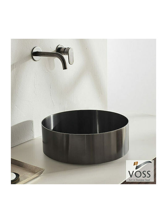 Voss Luna Pe blat Lavoar Inox 33x33x13cm aur roz