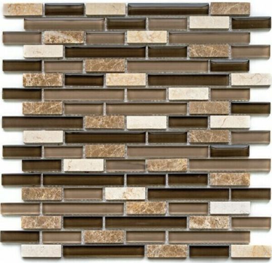 Karag D07 Kitchen Wall / Bathroom Gloss Glass Tile 30.5x29.8cm Multicolour