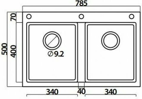 Crown Quadra Q-82 6782 6782-150 Drop-In Spüle aus Verbundgranulat B79xT50cm Titanium