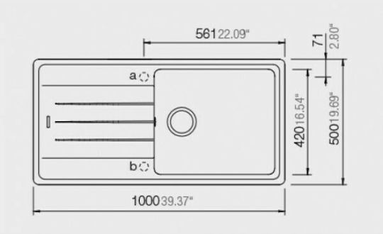 Schock Cristalite Element 110-31100-1521 Drop-In Spüle aus Verbundgranulat B100xT50cm Moonstone