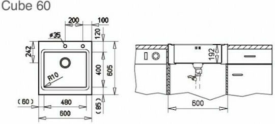 Teka Cube 60 Επικαθήμενος Inox Σατινέ 60x60.5cm Ασημί Teka Cube 60 Επικαθήμενος Inox Σατινέ 60x60.5cm Ασημί