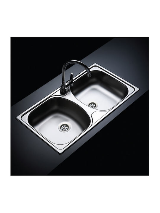 Fortinox Valley 25286 Ένθετος Νεροχύτης Inox Σατινέ Μ86xΠ50cm Ασημί