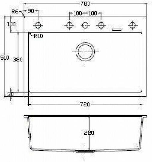 Macart Optimus N-100 Drop-In Sink Synthetic Granite W78xD51cm Colorado