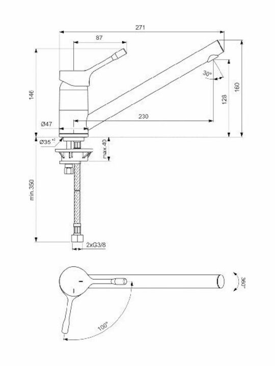 Ideal Standard Ceralook Kitchen Faucet Counter Silver
