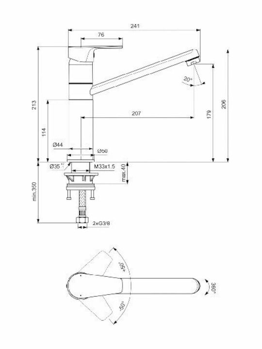 Ideal Standard Cerafine D Kitchen Counter Faucet Silver