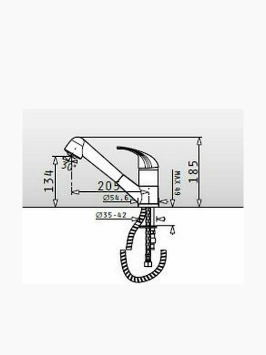 Pyramis Essential Festivo Kitchen Counter Faucet with Carbon Shower
