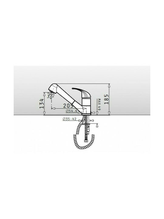 Pyramis Essential Festivo Kitchen Faucet Counter with Shower Iron Grey