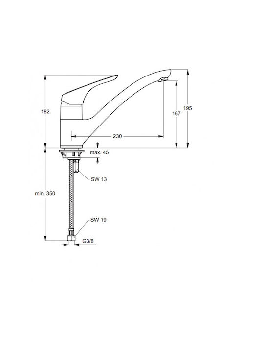 Ideal Standard Cerasprint Kitchen Faucet Counter Silver