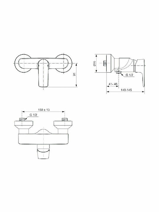 Ideal Standard Connect Air Αναμεικτική Μπαταρία Μπανιέρας Γκρι