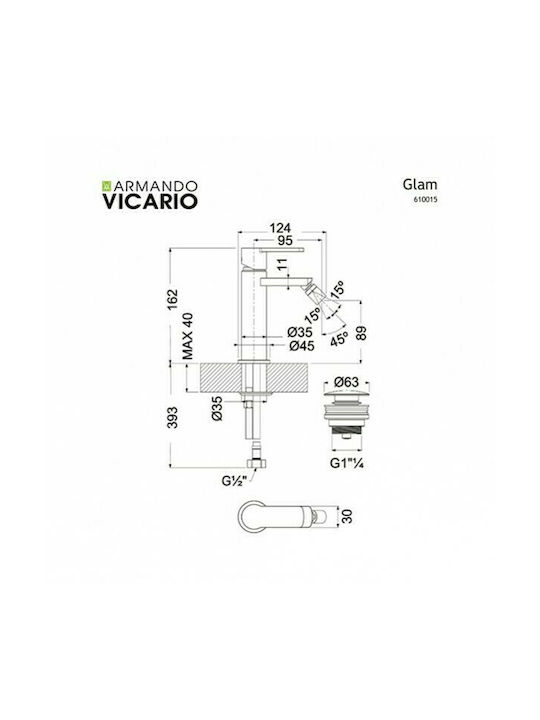Armando Vicario Glam 610015-100 Bidet Faucet Silver