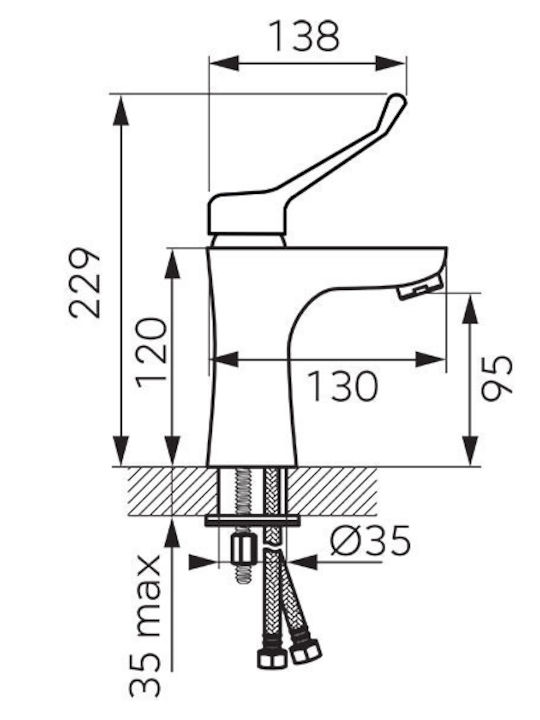 Ferro Algeo Medico Mixing Handicap Faucet Sink Faucet Silver