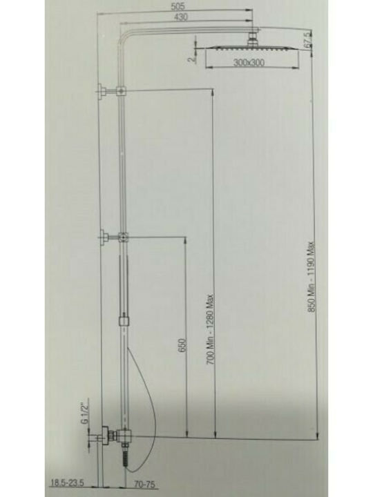 Paini Dax Adjustable Shower Column without Mixer 85-119cm Silver