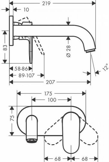 Hansgrohe Vernis Shape Σετ Μίκτης & Στόμιο Εντοιχισμού για Νιπτήρα 1 Εξόδου Ασημί Hansgrohe Vernis Shape Σετ Μίκτης & Στόμιο Εντοιχισμού για Νιπτήρα 1 Εξόδου Ασημί