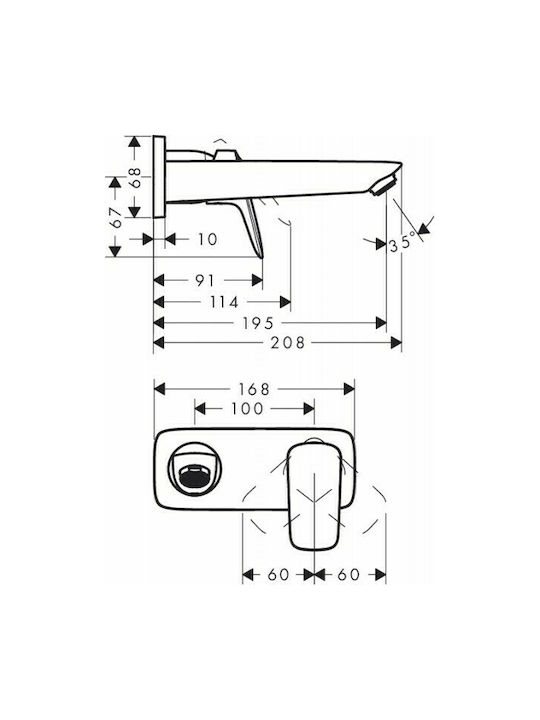 Hansgrohe Logis Σετ Μίκτης & Στόμιο Εντοιχισμού για Νιπτήρα 1 Εξόδου Ασημί