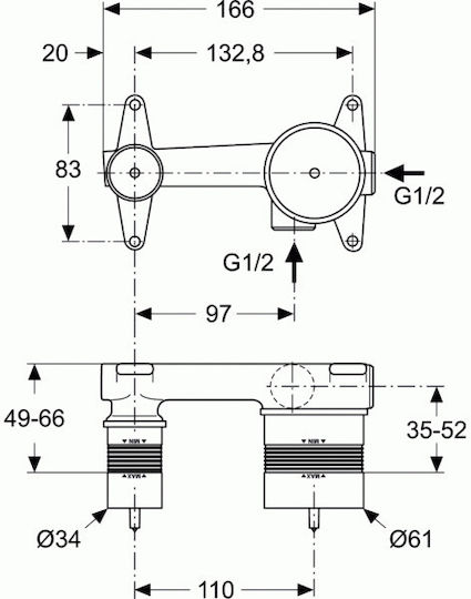 Ideal Standard Connect Air Built-in Mixer & Spout Set for for Bathroom Sink 1 Exit Gold