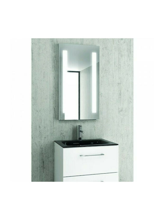 Karag Rectangular Bathroom Mirror Led made of Stainless Steel 50x90cm