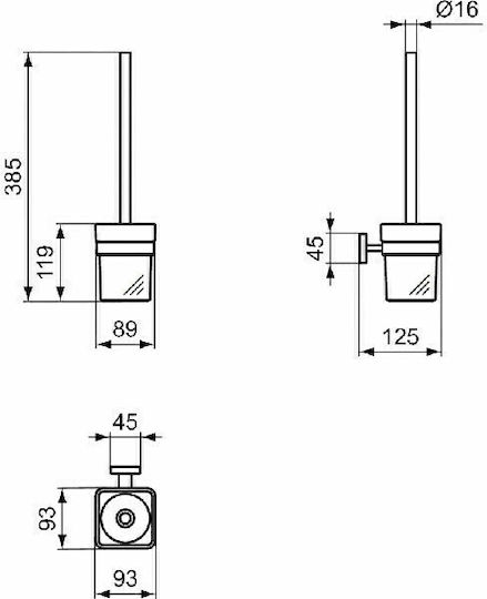 Ideal Standard Iom Square E2194AA Glass Toilet Brush White