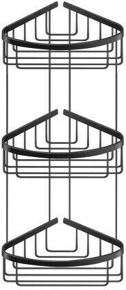 Sanco Extra Comfort Colțar Montat pe perete Raft Baie Metal cu 3 Rafturi 27x21x51cm Neagră