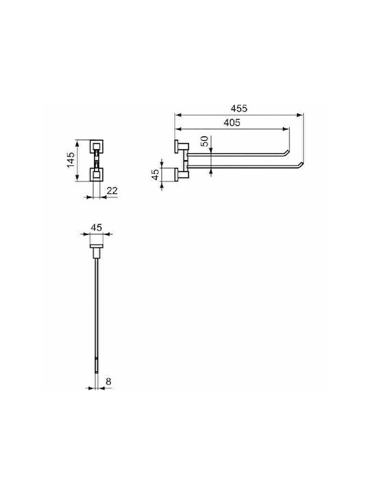 Ideal Standard Iom Square Ράγα Μπάνιου Διπλή Επιτοίχια με Βίδες Inox Ασημί