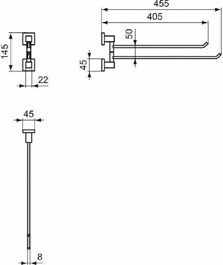 Ideal Standard Iom Square Ράγα Μπάνιου Διπλή Επιτοίχια με Βίδες Inox Ασημί