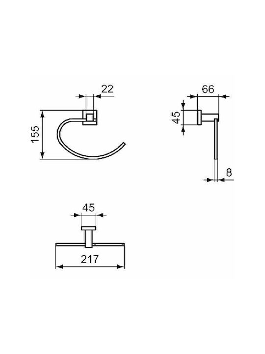 Ideal Standard Iom Square Single Wall-Mounted Bathroom Ring Inox Silver