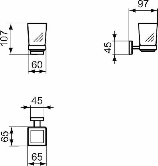 Ideal Standard Επιτοίχια Ποτηροθήκη Iom Square E2204AA Ασημί