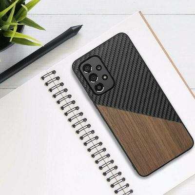 KWmobile Back Cover Ξύλινη / Πλαστικό Carbon - Dark Brown / Black (Galaxy A53)