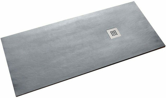 Tema Ορθογώνια Ντουζιέρα Τεχνητής Πέτρας 160x80cm Γκρι