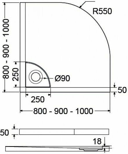 Sirene Flow Ημικυκλική Ακρυλική Ντουζιέρα 80x80cm Λευκή