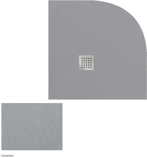 Karag Semicircular Artificial Stone Shower Cemento Pietra 90x90x2.5cm