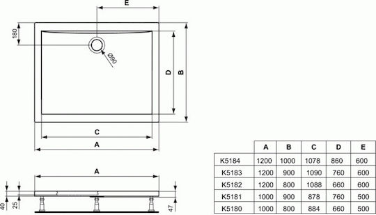 Ideal Standard Ultra Flat Ορθογώνια Ακρυλική Ντουζιέρα 100x80cm Λευκή