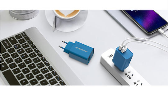 Riversong Φορτιστής Χωρίς Καλώδιο με 2 Θύρες USB-A Μπλε (SafeKub D2)
