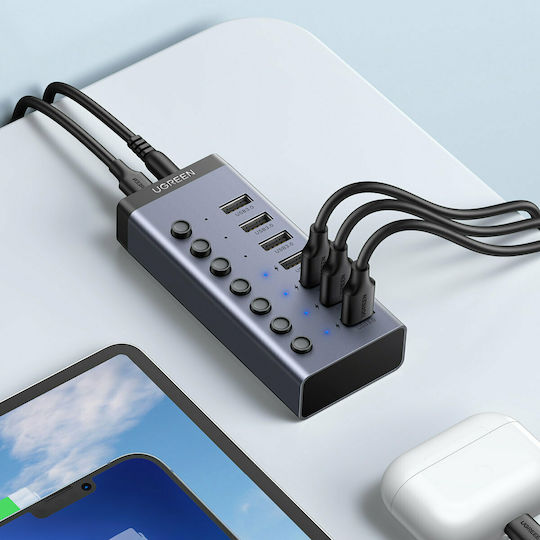 Ugreen Charging Stand with 7 USB-A Ports and Cable USB-C Power Delivery in Gray color (CM481)