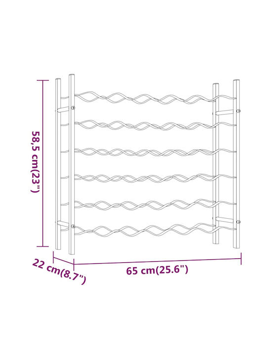 vidaXL Wandmontiert Weinkeller Metallisch für 36 Flaschen Gold 65x22x58.5εκ.