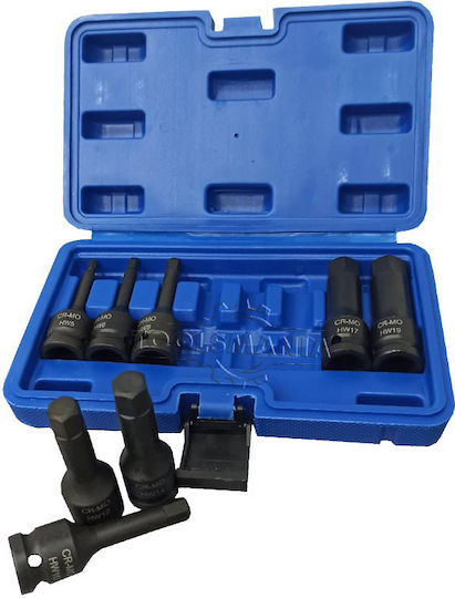SKS Tools Μακριά Καρυδάκια Αέρος με Μύτες Allen και Καρέ Υποδοχής 1/2'' Σετ 8τμχ