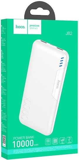 Hoco J82 Power Bank 10000mAh με 2 Θύρες USB-A Λευκό