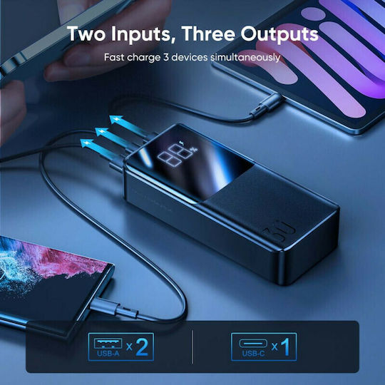 Joyroom JR-QP193 Power Bank 30000mAh 22.5W με 2 Θύρες USB-A και Θύρα USB-C Power Delivery / Quick Charge 3.0 Μαύρο