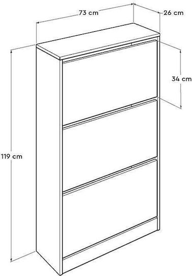 Wooden Shoe Organizer with 3 Shelves White 73x26x119cm